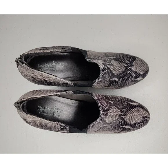 Coach And Four Heels Pumps Gray Python Print Shoe Zip Close Women's Size 8.5 - Picture 7 of 8